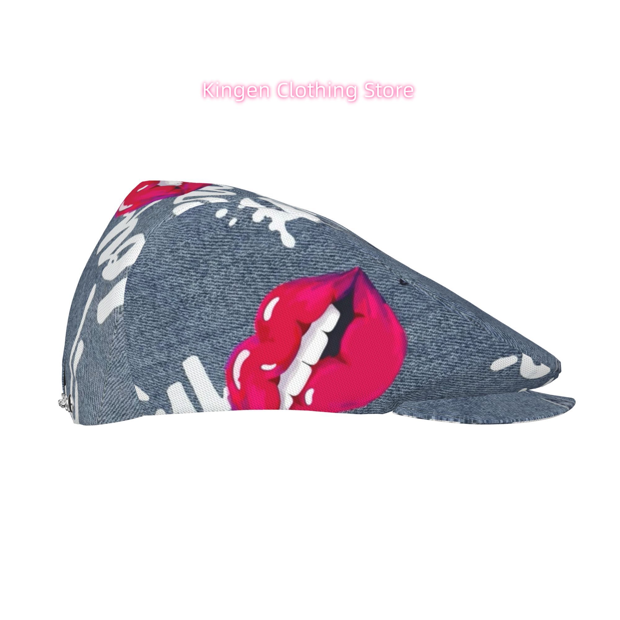 1pc Red Lips on All-over Print - Newsboy Cap Ivy review and price