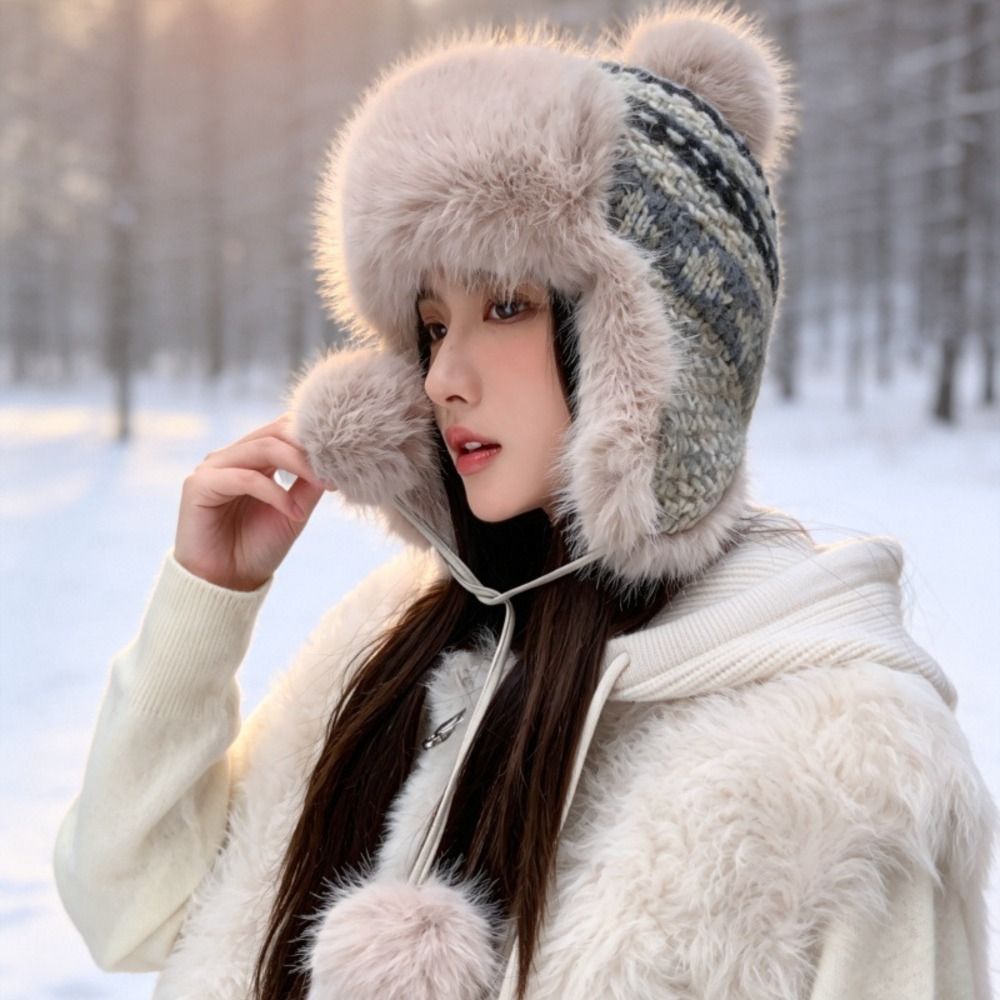 Stylish Polyester Knitted Trap - Trapper Hat Ear Flap review and price