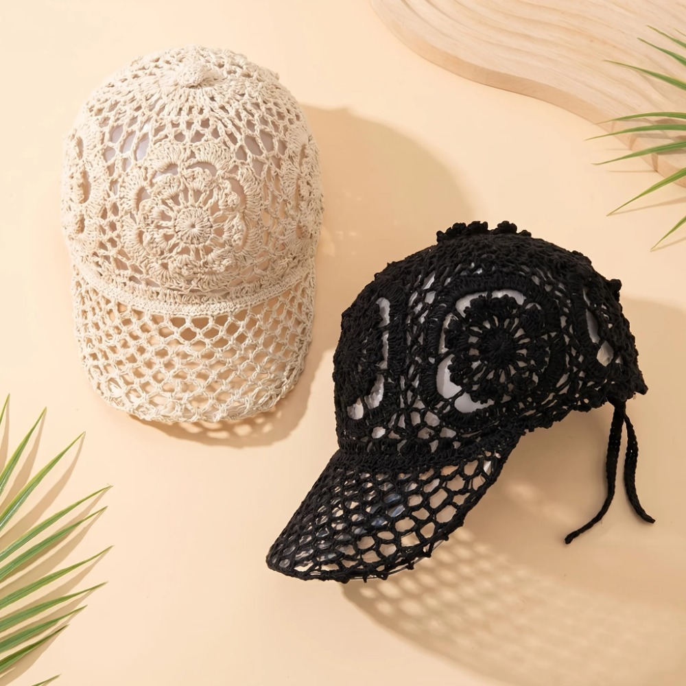 Hand Crochet Hollow Out Baseba - Baseball Cap Structured review and price