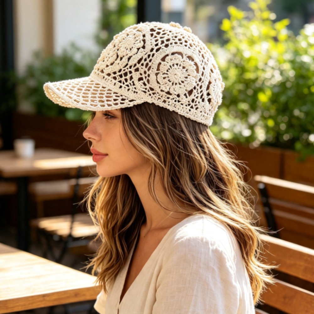 Hand Crochet Hollow Out Baseba - Baseball Cap Structured review and price