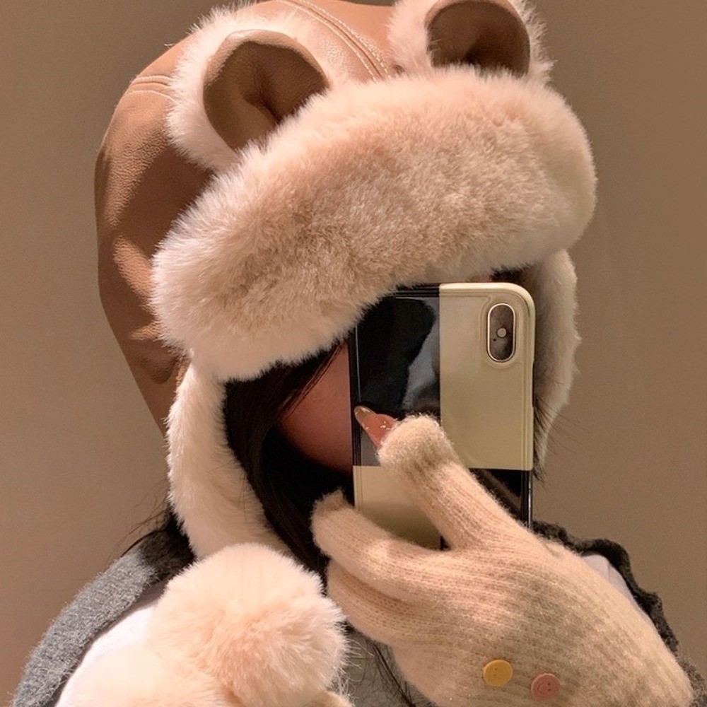 Cozy Faux Leather Bear Ear Tra - Trapper Hat Ear Flap review and price